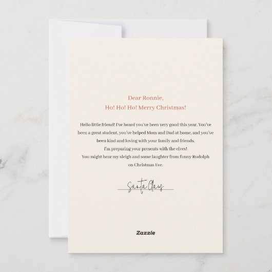 Kerstbrief van de Kabouter Feestdagenkaart (Achterkant)