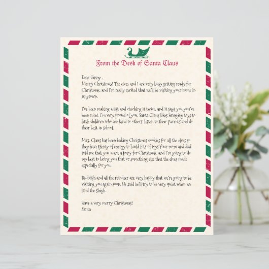  kerstbrief van de Kerstman (Staand voorkant)