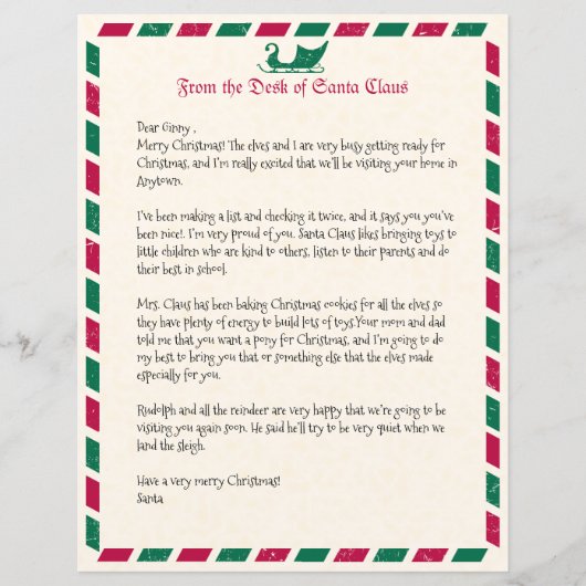  kerstbrief van de Kerstman (Voorkant)