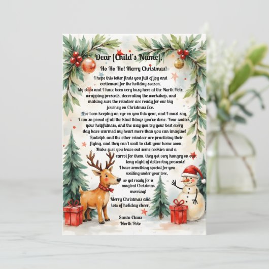 Kerstbrief van de Kerstman Feestdagenkaart (Staand voorkant)