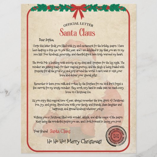 Kerstbrief van de Kerstman Flyer (Voorkant)