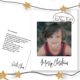 Kerstbrief van de Kerstman Nice List-foto Kerstmis Feestdagenkaart
