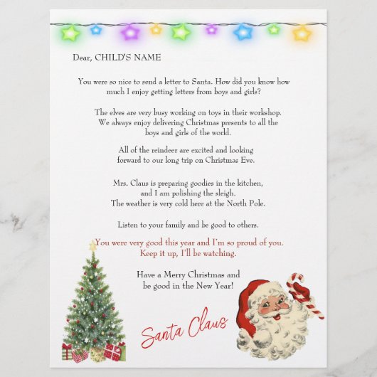 Kerstbrief van de Kerstman voor Kinderen Kerstverl (Voorkant)