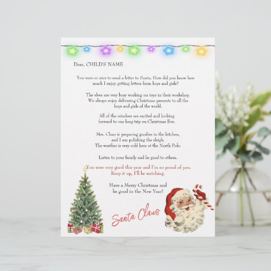 Kerstbrief van de Kerstman voor Kinderen Kerstverl (Staand voorkant)