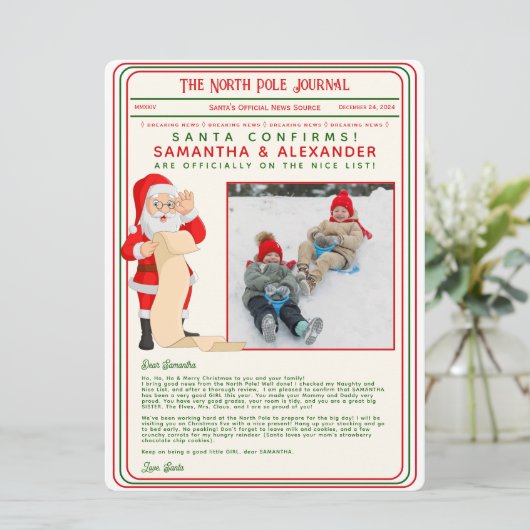 Kerstbrief van de krant Santa North Pole (Staand voorkant)