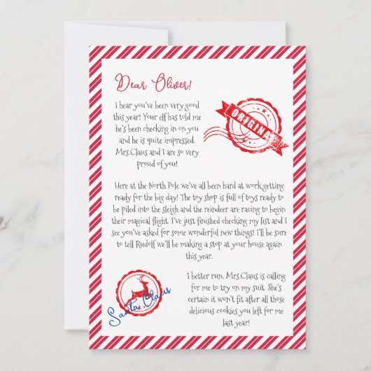 kerstbrief van Santa Claus North Pole Mail Kaart (Voorkant)