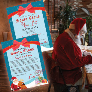 Kerstbrief van Sinterklaas Nice List-certificaat