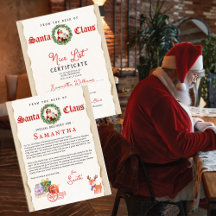 Kerstbrief van Sinterklaas Nice List-certificaat