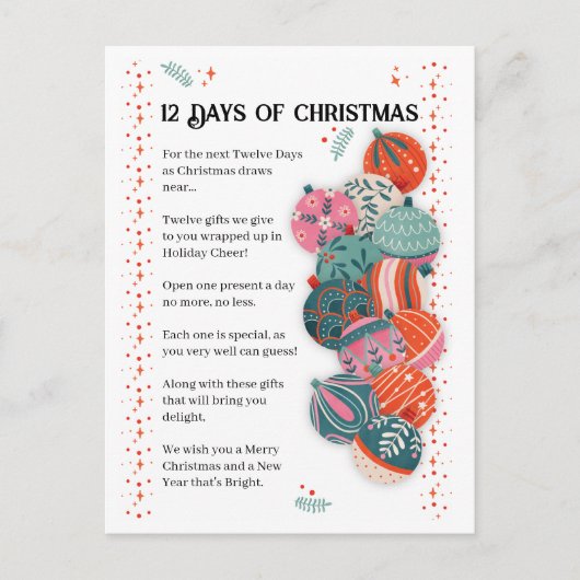 Kerstbrief van twaalf dagen feestdagenkaart (Voorkant)