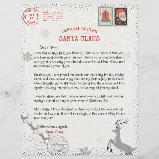 Kerstbrief voor kinderen Schattige en grappig (Voorkant)