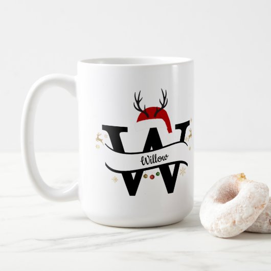 Kerstbrief W Alfabet Koffiemok (Met donut)