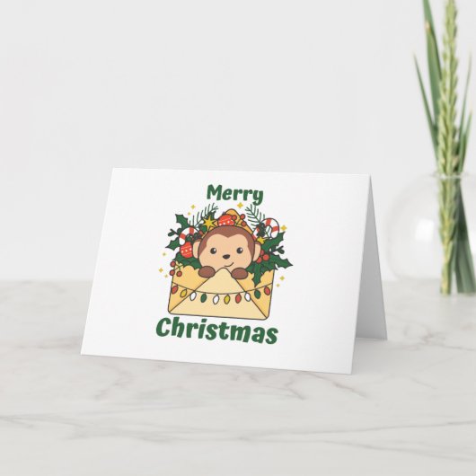Kerstbrief Winter Apen Apen Feestdagen Kaart (Voorkant)