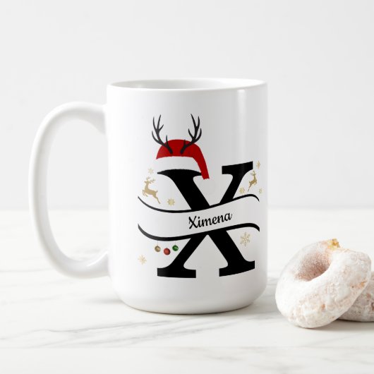 Kerstbrief X Alfabet Koffiemok (Met donut)