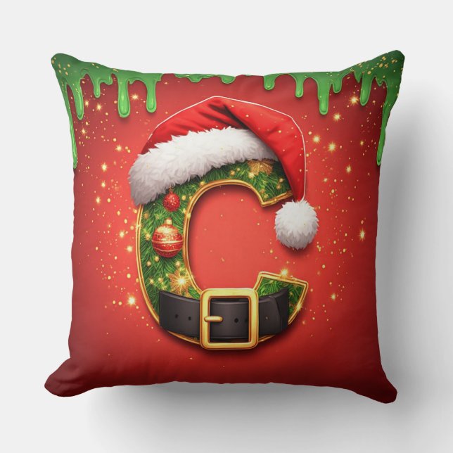 Kerstbrief Y Met Festieve Dennenkrans 🎄 Kussen (Voorkant)