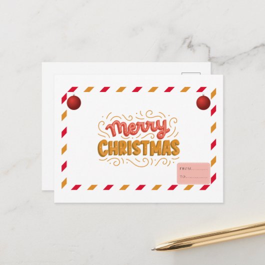 kerstbriefkaart briefkaart (Voorkant / Achterkant in situ)