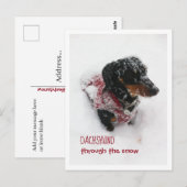 kerstBriefkaart - Dachshund door de sneeuw Briefkaart (Voorkant / Achterkant)