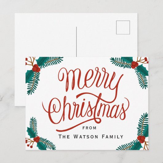 KerstBriefkaart, Happy Holiday-kaart Uitnodiging Briefkaart (Voorkant / Achterkant)