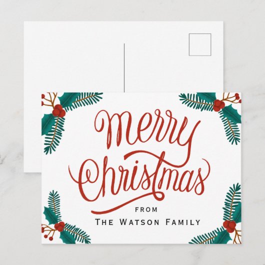 KerstBriefkaart, Happy Holiday-kaart Uitnodiging Briefkaart (Voorkant / Achterkant)