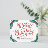 KerstBriefkaart, Happy Holiday-kaart Uitnodiging Briefkaart (Staand voorkant)