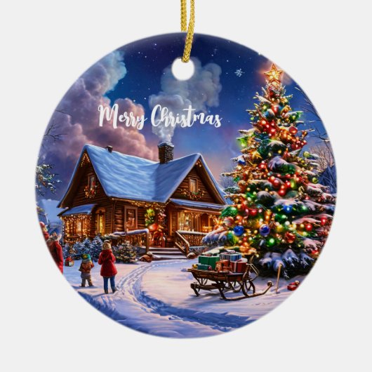 kerstbriefkaart keramisch ornament (Voorkant)