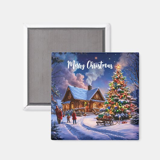 kerstbriefkaart magneet (Voorkant / Achterkant)