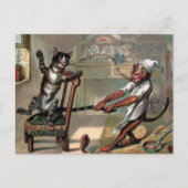 kerstBriefkaart met kat en aap Briefkaart (Voorkant)