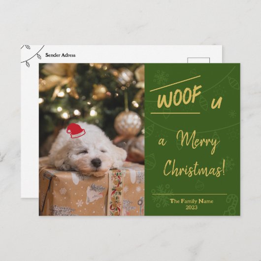 KerstBriefkaart (Puppy Ver.) Feestdagenkaart (Voorkant / Achterkant)