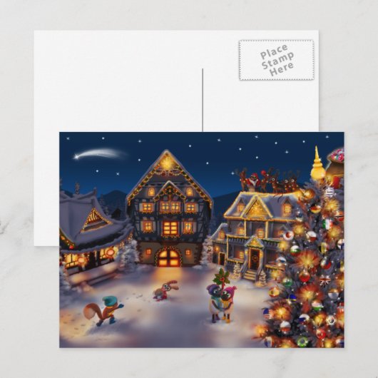  kerstBriefkaart Retro Feestdagenkaart (Voorkant / Achterkant)