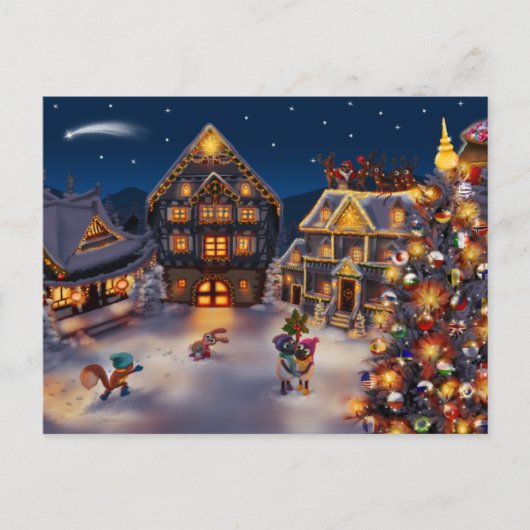 kerstBriefkaart Retro Feestdagenkaart (Voorkant)