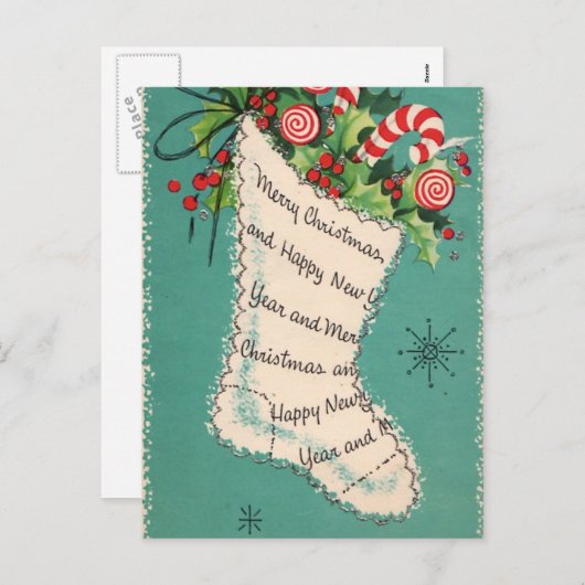  kerstBriefkaart Retro Feestdagenkaart (Voorkant / Achterkant)