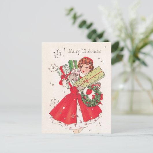  kerstBriefkaart Retro Feestdagenkaart (Staand voorkant)