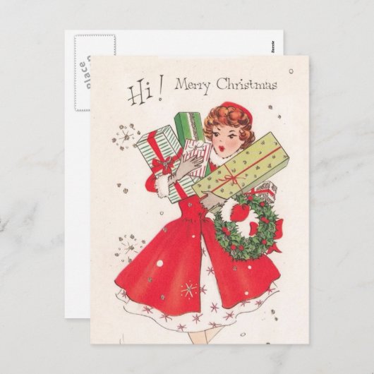  kerstBriefkaart Retro Feestdagenkaart (Voorkant / Achterkant)