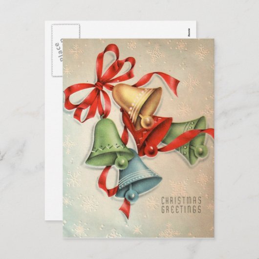 kerstBriefkaart Retro Feestdagenkaart (Voorkant / Achterkant)