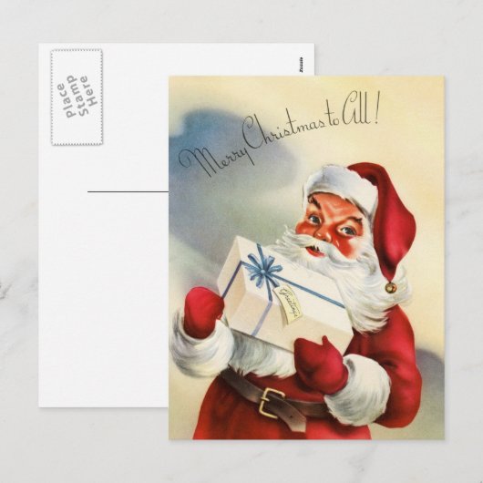 kerstBriefkaart Retro Feestdagenkaart (Voorkant / Achterkant)