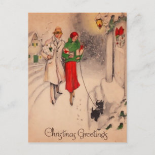  kerstBriefkaart Retro Feestdagenkaart
