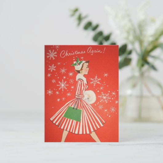  kerstBriefkaart Retro Feestdagenkaart (Staand voorkant)