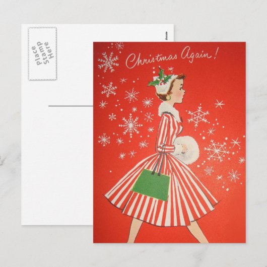  kerstBriefkaart Retro Feestdagenkaart (Voorkant / Achterkant)