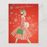 kerstBriefkaart Retro Feestdagenkaart<br><div class="desc">"Christmas Again"  retro kerst Briefkaart. Stuur deze kerst uw hartelijke wensen naar vrienden en familie met dit briefkaart.</div>