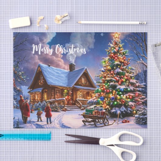 kerstbriefkaart tissuepapier (Craft)