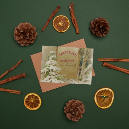 KerstBriefkaart uit Hongarije 1901 Feestdagenkaart