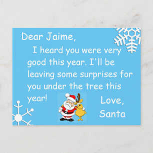 KerstBriefkaart van de kerstman tot een kind Feestdagenkaart