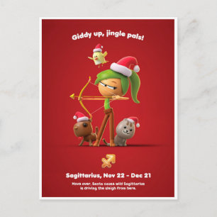 kerstBriefkaart voor Sagittarius Briefkaart