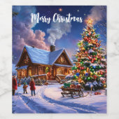 kerstbriefkaart wijn etiket (Enkel label)