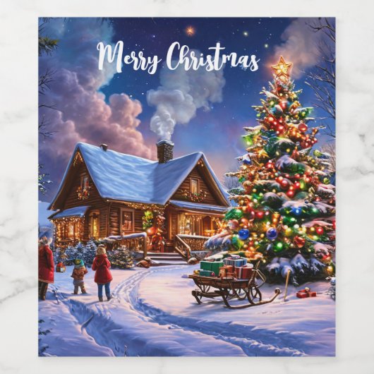 kerstbriefkaart wijn etiket (Enkel label)