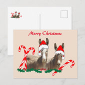 Kerstbriefkaart, wilde dieren, ezels briefkaart (Voorkant / Achterkant)
