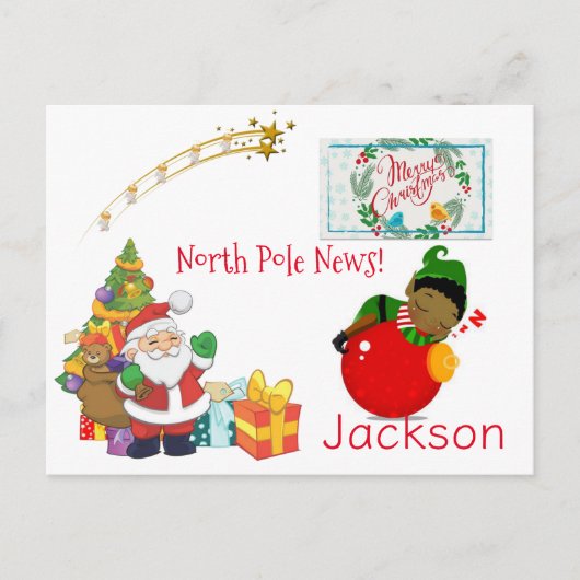 KerstBriefkaarten Noordpool Santa Elf Briefkaart (Voorkant)