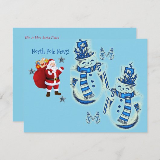 KerstBriefkaarten Noordpool Snowman Briefkaart (Voorkant / Achterkant)