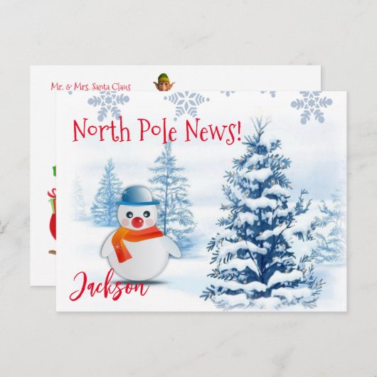 KerstBriefkaarten Noordpool Snowman Briefkaart (Voorkant / Achterkant)