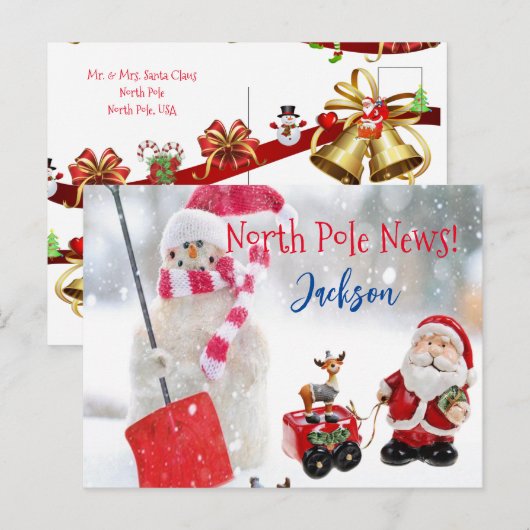 KerstBriefkaarten Noordpool Snowman Briefkaart (Voorkant / Achterkant)