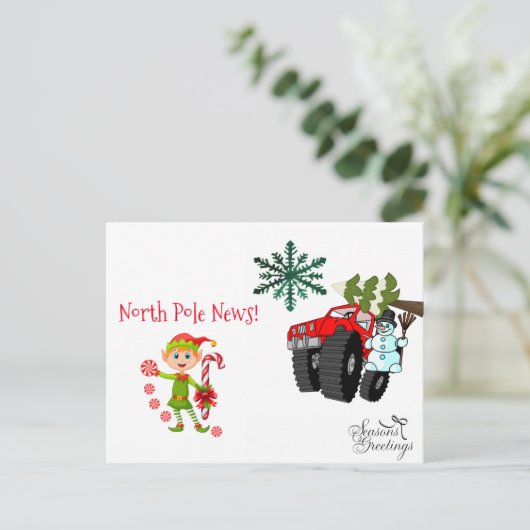 KerstBriefkaarten Noordpool Snowman Elf Briefkaart (Staand voorkant)